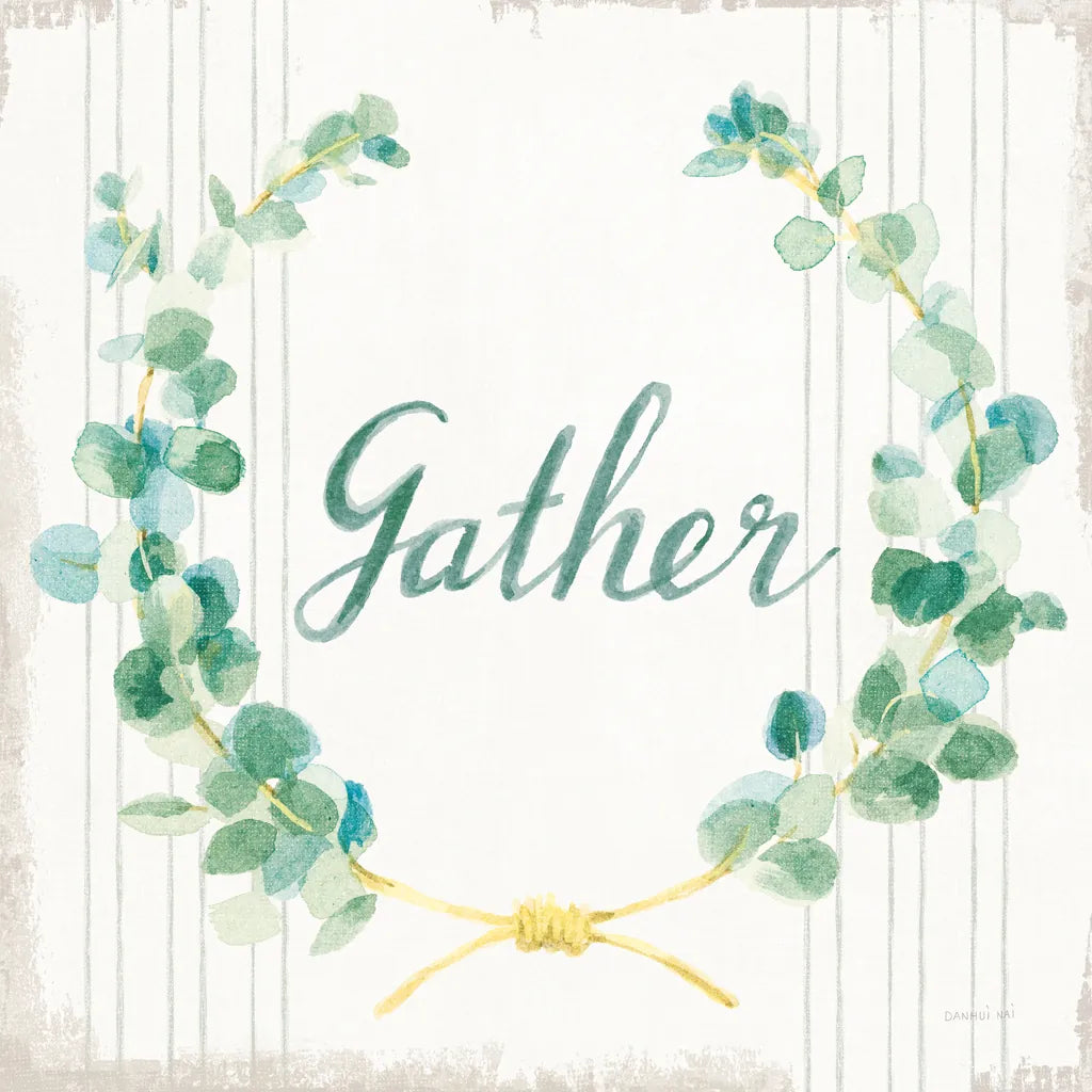 Floursack Holiday IX Gather Dark Green by Danhui Nai. SKU 64584a. Archival Giclee Fine art print for wall decor.