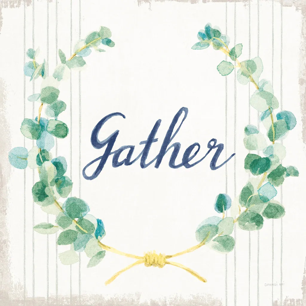 Floursack Holiday IX Gather Sage v2 by Danhui Nai. SKU 64453a. Archival Giclee Fine art print for wall decor.