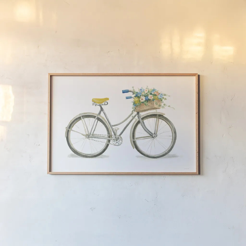 Floursack Home I on White by Danhui Nai. shown as a paper print in a natural frame. Available as a archival giclee rolled canvas, fine art paper, or poster print. SKU 56550i.