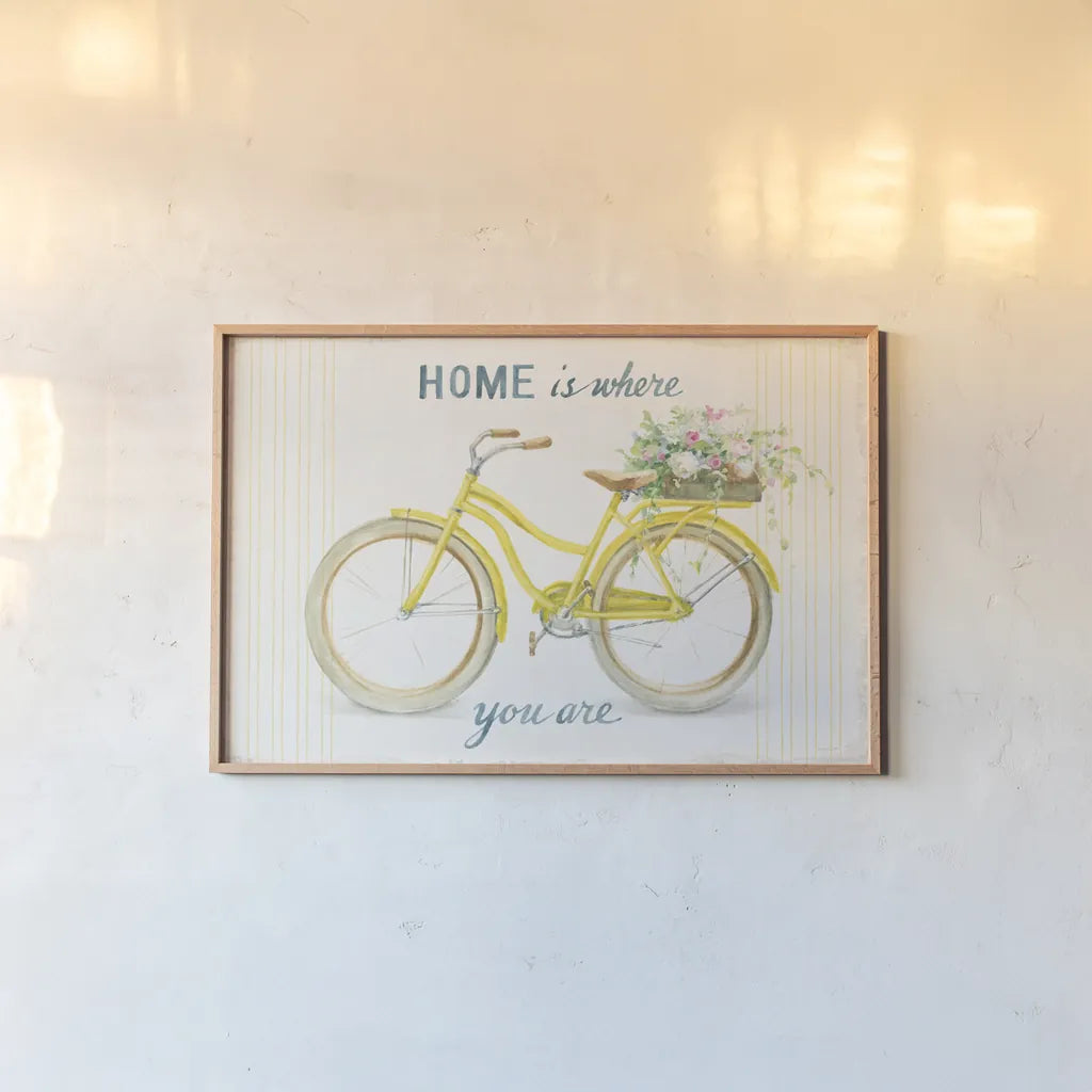 Floursack Home II by Danhui Nai. shown as a paper print in a natural frame. Available as a archival giclee rolled canvas, fine art paper, or poster print. SKU 56541i.