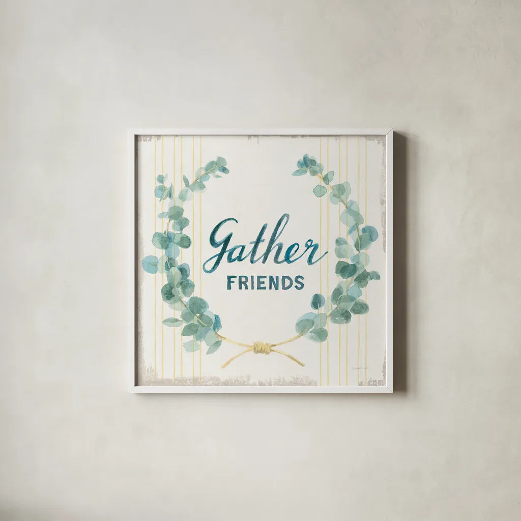 Floursack Home IX by Danhui Nai. Shown in a crisp white glass frame for a clean and minimalist style. Available as an archival giclee rolled canvas, fine art paper, or poster print. SKU 56548a.