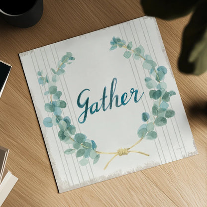 Floursack Home IX Gather Sage by Danhui Nai. Shown as a detailed flat fine art print, highlighting archival giclee quality. Available as an archival giclee rolled canvas, fine art paper, or poster print. SKU 63067a.