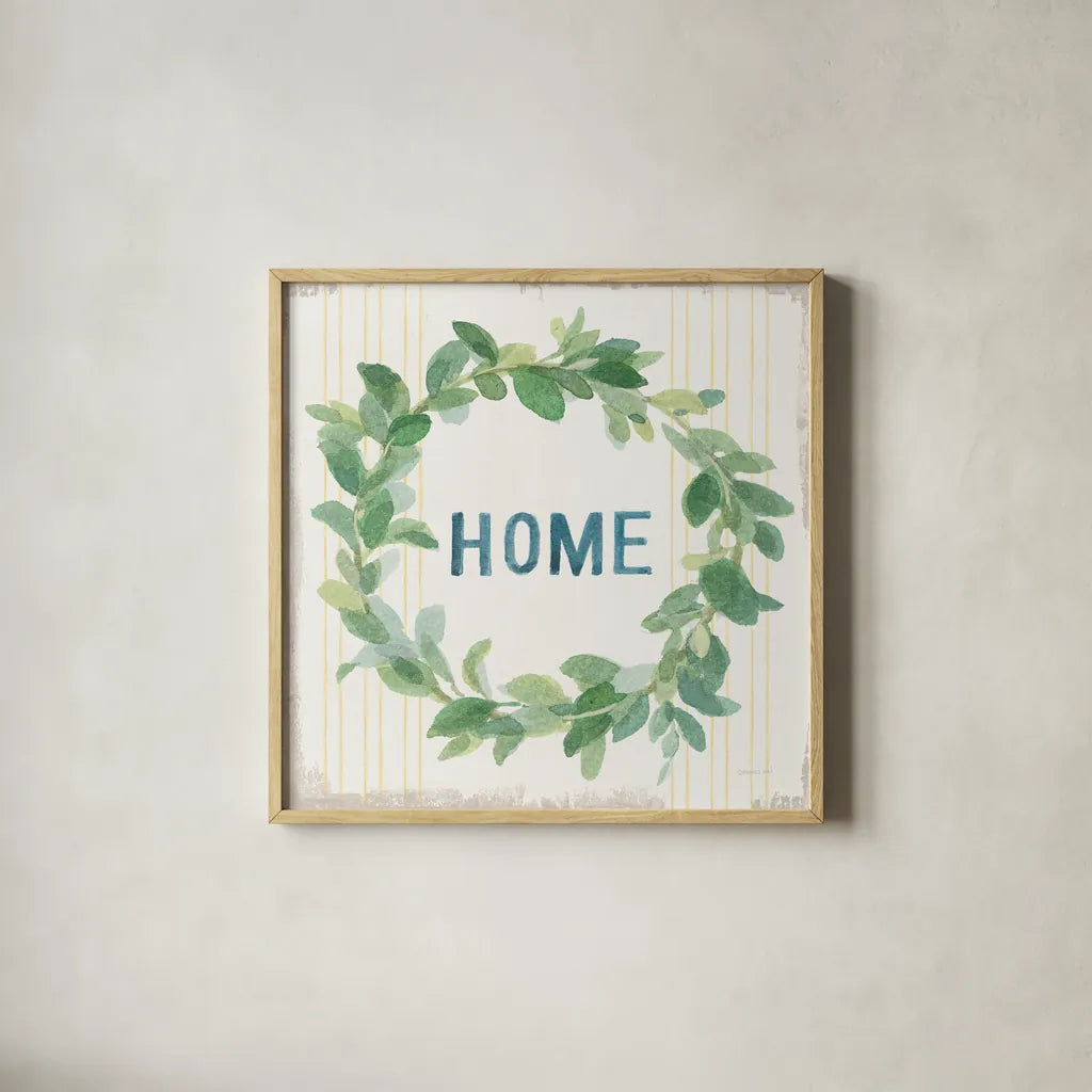 Floursack Home VII by Danhui Nai. Shown in a natural wood glass frame for a timeless modern aesthetic. Available as an archival giclee rolled canvas, fine art paper, or poster print. SKU 56546a.