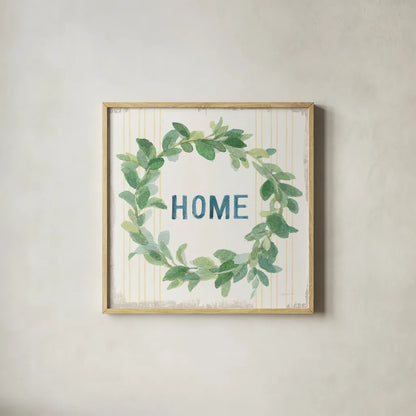 Floursack Home VII by Danhui Nai. Shown in a natural wood glass frame for a timeless modern aesthetic. Available as an archival giclee rolled canvas, fine art paper, or poster print. SKU 56546a.