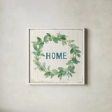Floursack Home VII by Danhui Nai. Shown in a crisp white glass frame for a clean and minimalist style. Available as an archival giclee rolled canvas, fine art paper, or poster print. SKU 56546a.