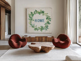 Floursack Home VII by Danhui Nai. Shown as extra-large giant wall art in a modern living room. Available as an archival giclee rolled canvas, fine art paper, or poster print. SKU 56546a.