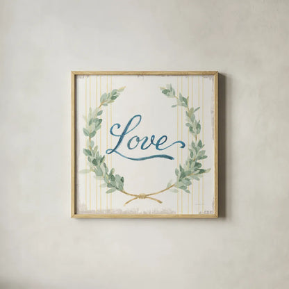 Floursack Home VIII by Danhui Nai. Shown in a natural wood glass frame for a timeless modern aesthetic. Available as an archival giclee rolled canvas, fine art paper, or poster print. SKU 56547a.