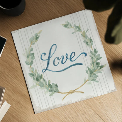 Floursack Home VIII Sage by Danhui Nai. Shown as a detailed flat fine art print, highlighting archival giclee quality. Available as an archival giclee rolled canvas, fine art paper, or poster print. SKU 63066a.