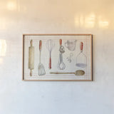 Floursack Kitchen IX by Danhui Nai. shown as a paper print in a natural frame. Available as a archival giclee rolled canvas, fine art paper, or poster print. SKU 53291i.