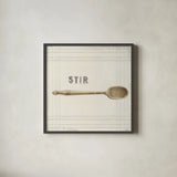 Floursack Kitchen Sign III Neutral Sq by Danhui Nai. Shown in a sleek black glass frame for a contemporary gallery look. Available as an archival giclee rolled canvas, fine art paper, or poster print. SKU 53381a.