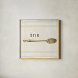 Floursack Kitchen Sign III Neutral Sq by Danhui Nai. Shown in a natural wood glass frame for a timeless modern aesthetic. Available as an archival giclee rolled canvas, fine art paper, or poster print. SKU 53381a.