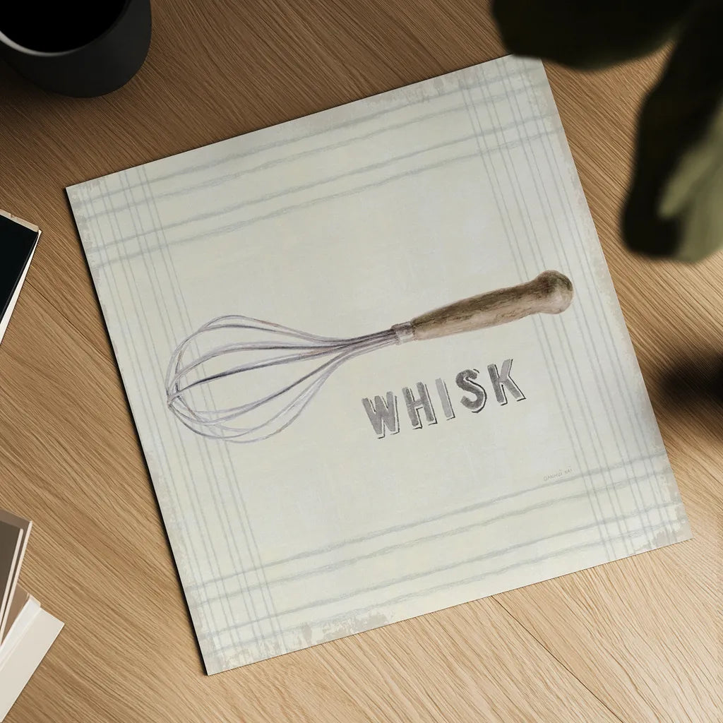 Floursack Kitchen Sign IV Neutral Sq by Danhui Nai. Shown as a detailed flat fine art print, highlighting archival giclee quality. Available as an archival giclee rolled canvas, fine art paper, or poster print. SKU 53382a.