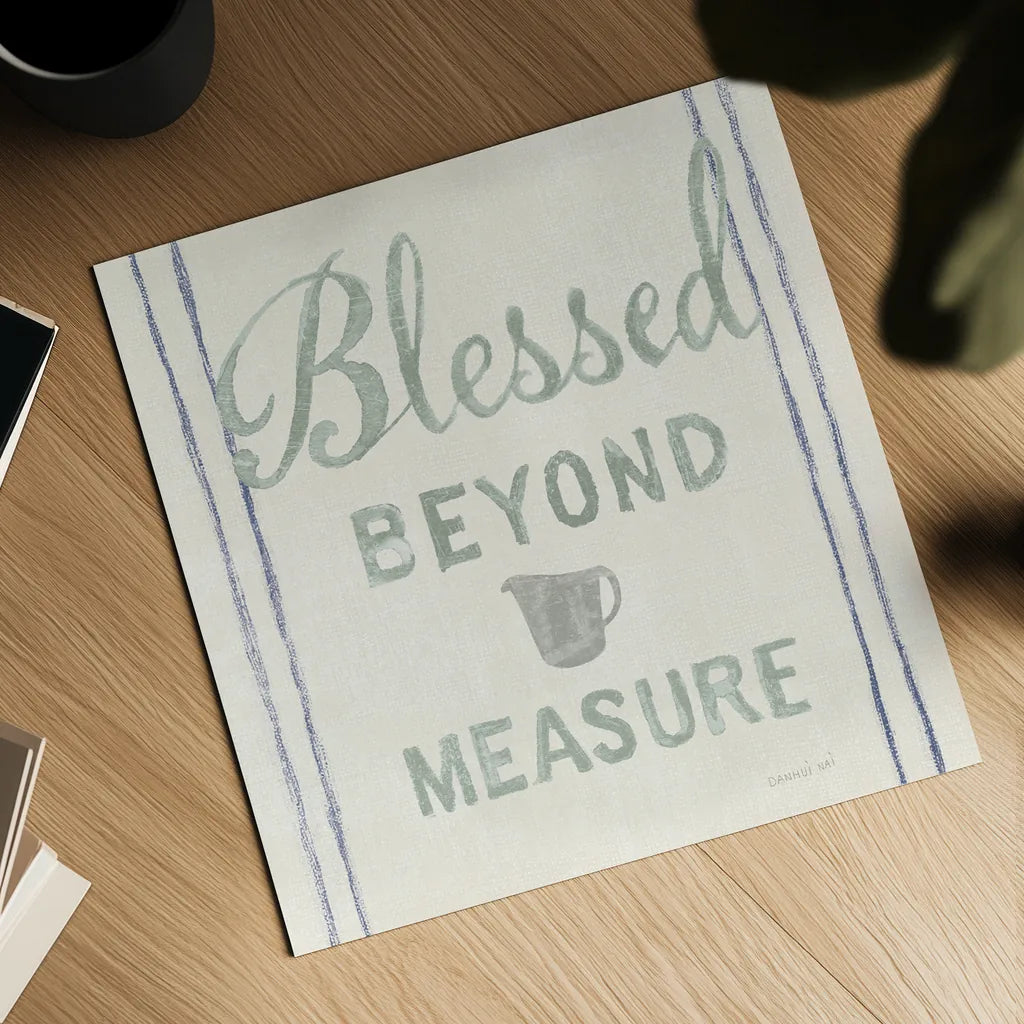 Floursack Kitchen VI Sea Foam by Danhui Nai. Shown as a detailed flat fine art print, highlighting archival giclee quality. Available as an archival giclee rolled canvas, fine art paper, or poster print. SKU 46220a.