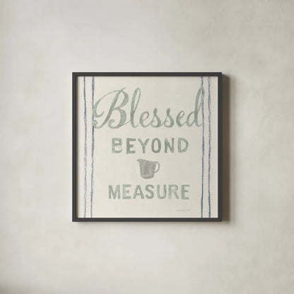 Floursack Kitchen VI Sea Foam by Danhui Nai. Shown in a sleek black glass frame for a contemporary gallery look. Available as an archival giclee rolled canvas, fine art paper, or poster print. SKU 46220a.