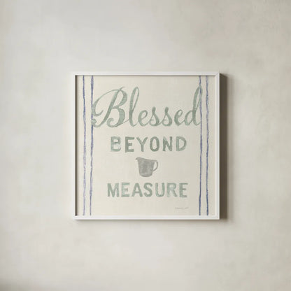 Floursack Kitchen VI Sea Foam by Danhui Nai. Shown in a crisp white glass frame for a clean and minimalist style. Available as an archival giclee rolled canvas, fine art paper, or poster print. SKU 46220a.