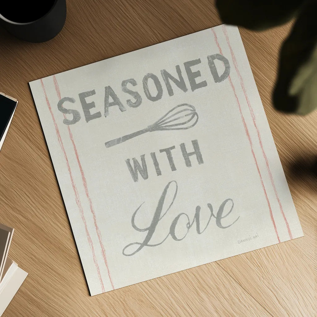 Floursack Kitchen VII by Danhui Nai. Shown as a detailed flat fine art print, highlighting archival giclee quality. Available as an archival giclee rolled canvas, fine art paper, or poster print. SKU 43498a.