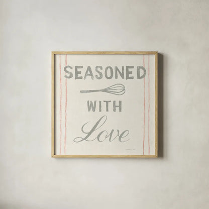 Floursack Kitchen VII by Danhui Nai. Shown in a natural wood glass frame for a timeless modern aesthetic. Available as an archival giclee rolled canvas, fine art paper, or poster print. SKU 43498a.