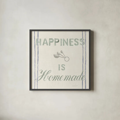 Floursack Kitchen VIII Sea Foam by Danhui Nai. Shown in a sleek black glass frame for a contemporary gallery look. Available as an archival giclee rolled canvas, fine art paper, or poster print. SKU 46221a.