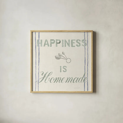 Floursack Kitchen VIII Sea Foam by Danhui Nai. Shown in a natural wood glass frame for a timeless modern aesthetic. Available as an archival giclee rolled canvas, fine art paper, or poster print. SKU 46221a.