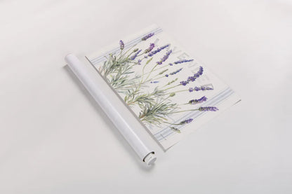 Floursack Lavender V by Danhui Nai. shown as a rolled paper print. Available as archival giclee rolled canvas, fine art paper, or poster print. SKU 68714i.