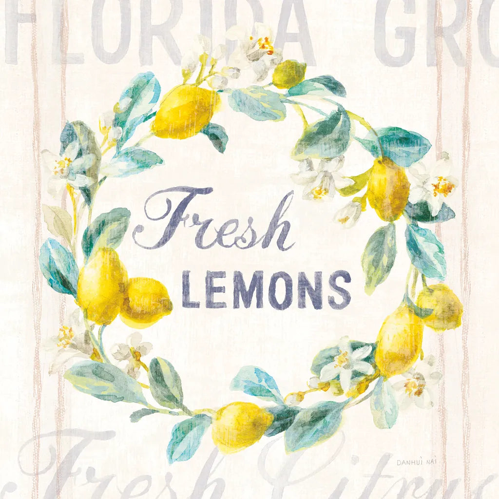 Floursack Lemon V Bright by Danhui Nai. SKU 46701a. Archival Giclee Fine art print for wall decor.