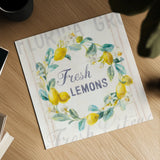 Floursack Lemon V Bright by Danhui Nai. Shown as a detailed flat fine art print, highlighting archival giclee quality. Available as an archival giclee rolled canvas, fine art paper, or poster print. SKU 46701a.