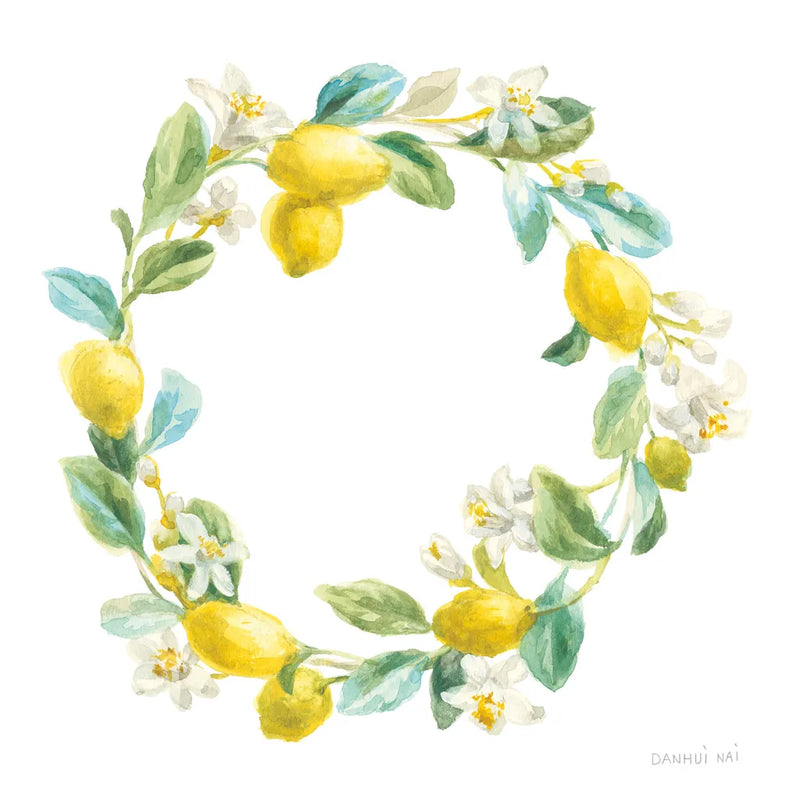Floursack Lemon V on White by Danhui Nai. SKU 45791a. Archival Giclee Fine art print for wall decor.
