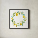 Floursack Lemon V on White by Danhui Nai. Shown in a sleek black glass frame for a contemporary gallery look. Available as an archival giclee rolled canvas, fine art paper, or poster print. SKU 45791a.
