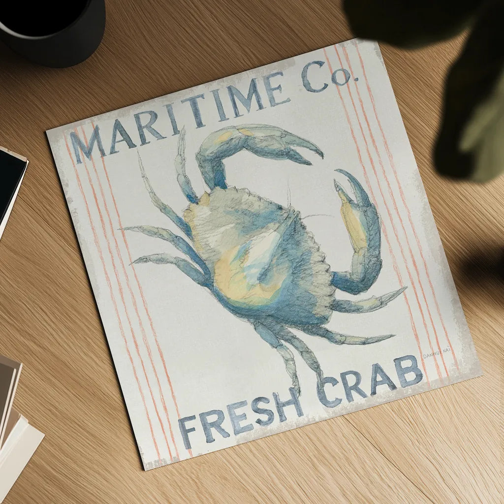 Floursack Nautical III Sq by Danhui Nai. Shown as a detailed flat fine art print, highlighting archival giclee quality. Available as an archival giclee rolled canvas, fine art paper, or poster print. SKU 60979a.