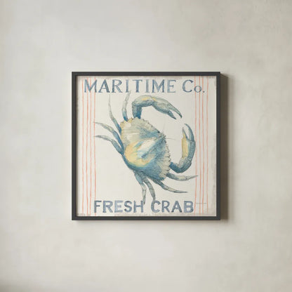 Floursack Nautical III Sq by Danhui Nai. Shown in a sleek black glass frame for a contemporary gallery look. Available as an archival giclee rolled canvas, fine art paper, or poster print. SKU 60979a.