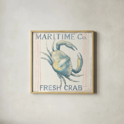 Floursack Nautical III Sq by Danhui Nai. Shown in a natural wood glass frame for a timeless modern aesthetic. Available as an archival giclee rolled canvas, fine art paper, or poster print. SKU 60979a.