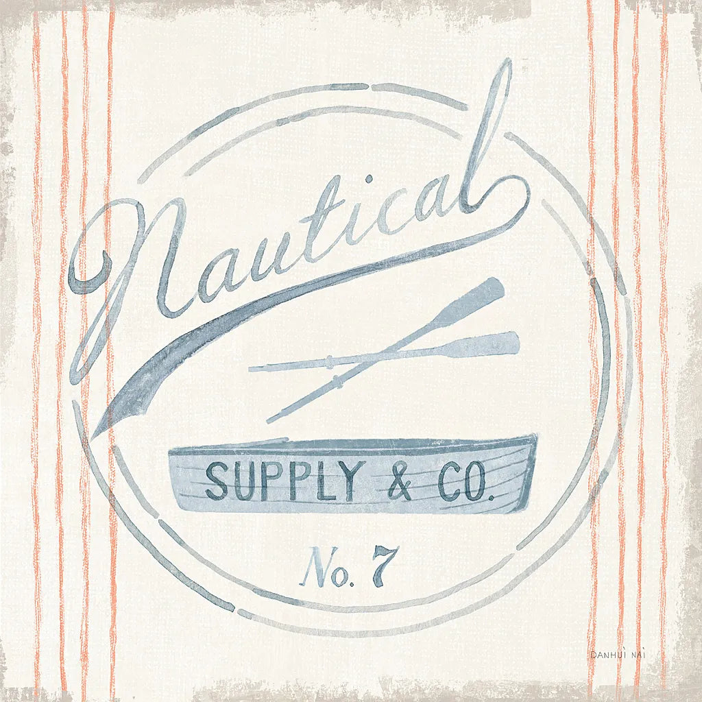 Floursack Nautical IX Boat by Danhui Nai. SKU 55268a. Archival Giclee Fine art print for wall decor.