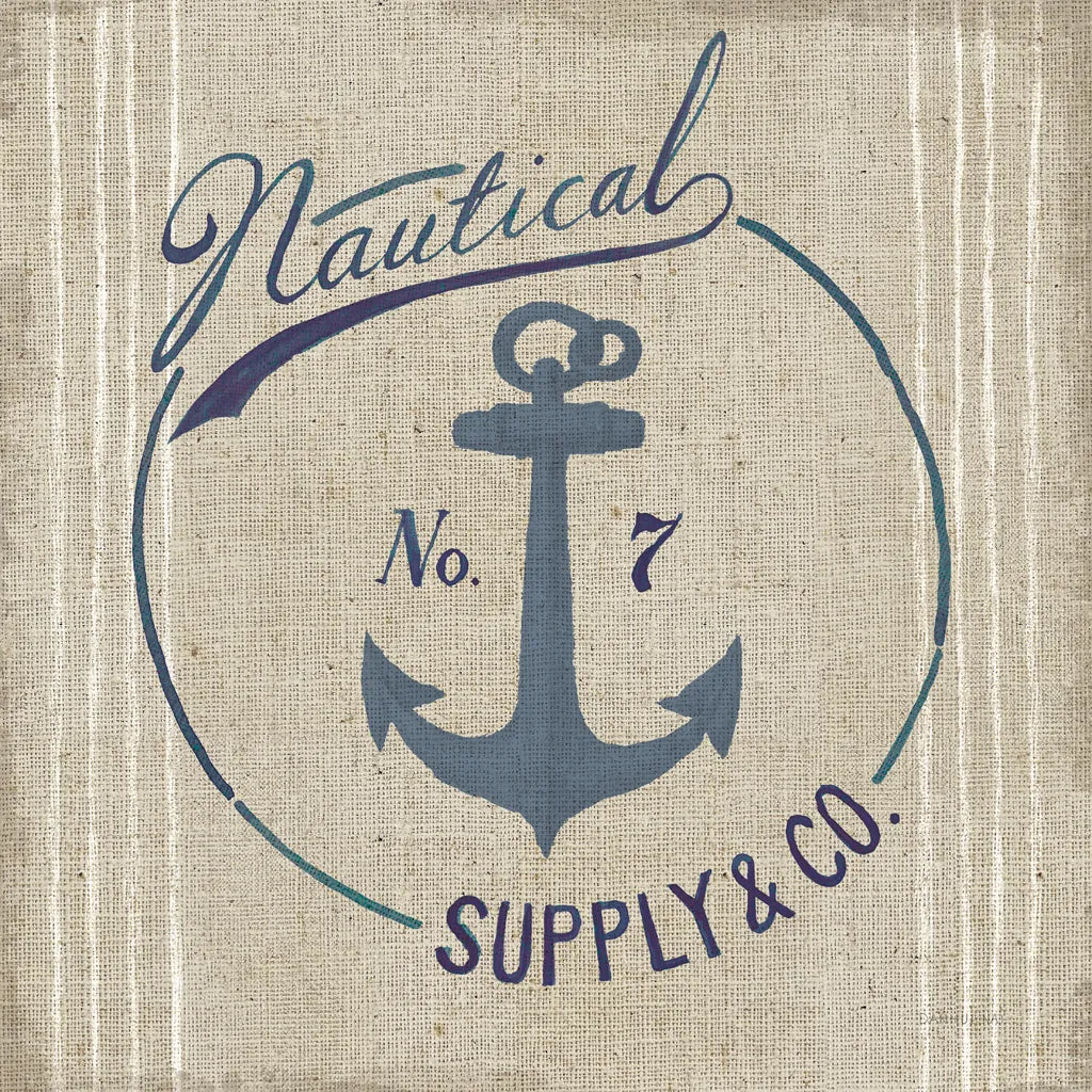 Floursack Nautical IX Burlap by Danhui Nai. SKU 61128a. Archival Giclee Fine art print for wall decor.