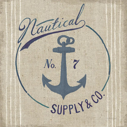 Floursack Nautical IX Burlap by Danhui Nai. SKU 61128a. Archival Giclee Fine art print for wall decor.