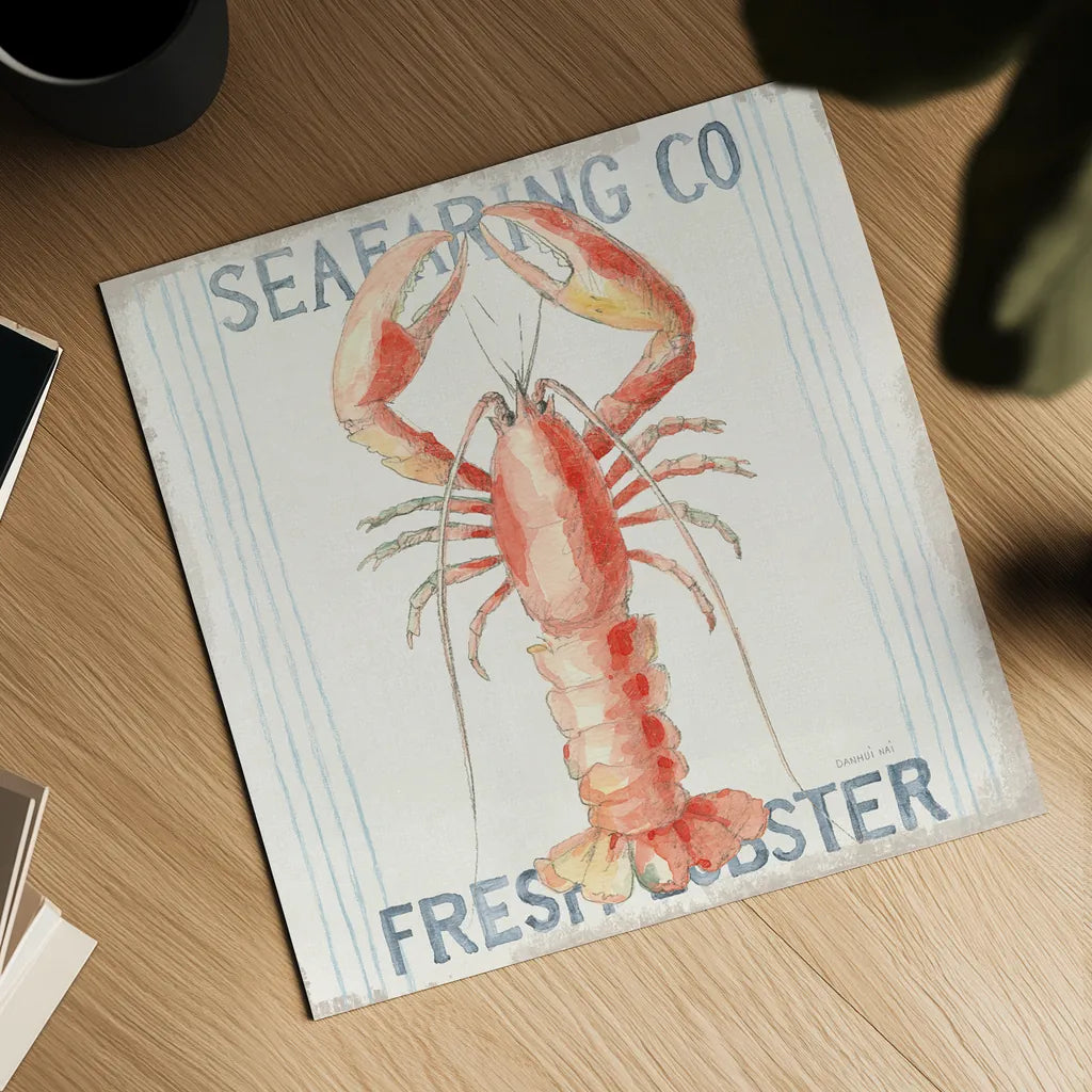 Floursack Nautical Square II by Danhui Nai. Shown as a detailed flat fine art print, highlighting archival giclee quality. Available as an archival giclee rolled canvas, fine art paper, or poster print. SKU 61349a.