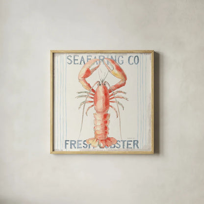 Floursack Nautical Square II by Danhui Nai. Shown in a natural wood glass frame for a timeless modern aesthetic. Available as an archival giclee rolled canvas, fine art paper, or poster print. SKU 61349a.