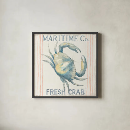 Floursack Nautical Square III by Danhui Nai. Shown in a sleek black glass frame for a contemporary gallery look. Available as an archival giclee rolled canvas, fine art paper, or poster print. SKU 61350a.