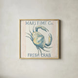 Floursack Nautical Square III by Danhui Nai. Shown in a natural wood glass frame for a timeless modern aesthetic. Available as an archival giclee rolled canvas, fine art paper, or poster print. SKU 61350a.