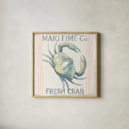 Floursack Nautical Square III by Danhui Nai. Shown in a natural wood glass frame for a timeless modern aesthetic. Available as an archival giclee rolled canvas, fine art paper, or poster print. SKU 61350a.