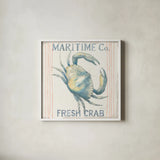 Floursack Nautical Square III by Danhui Nai. Shown in a crisp white glass frame for a clean and minimalist style. Available as an archival giclee rolled canvas, fine art paper, or poster print. SKU 61350a.