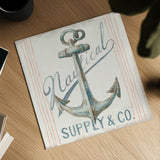 Floursack Nautical Square V by Danhui Nai. Shown as a detailed flat fine art print, highlighting archival giclee quality. Available as an archival giclee rolled canvas, fine art paper, or poster print. SKU 61351a.