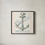 Floursack Nautical Square V by Danhui Nai. Shown in a sleek black glass frame for a contemporary gallery look. Available as an archival giclee rolled canvas, fine art paper, or poster print. SKU 61351a.