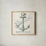 Floursack Nautical Square V by Danhui Nai. Shown in a natural wood glass frame for a timeless modern aesthetic. Available as an archival giclee rolled canvas, fine art paper, or poster print. SKU 61351a.