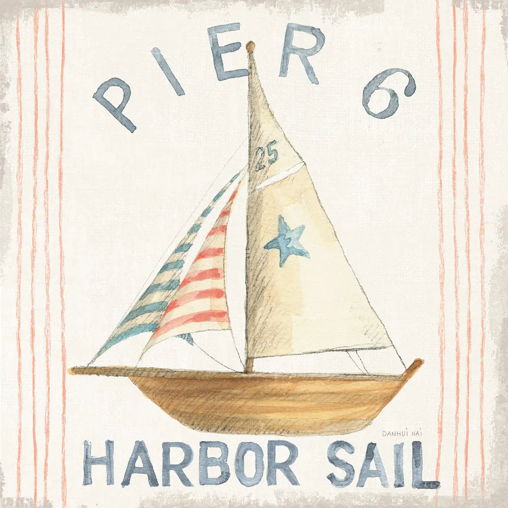 Floursack Nautical Square VII by Danhui Nai. SKU 61352a. Archival Giclee Fine art print for wall decor.