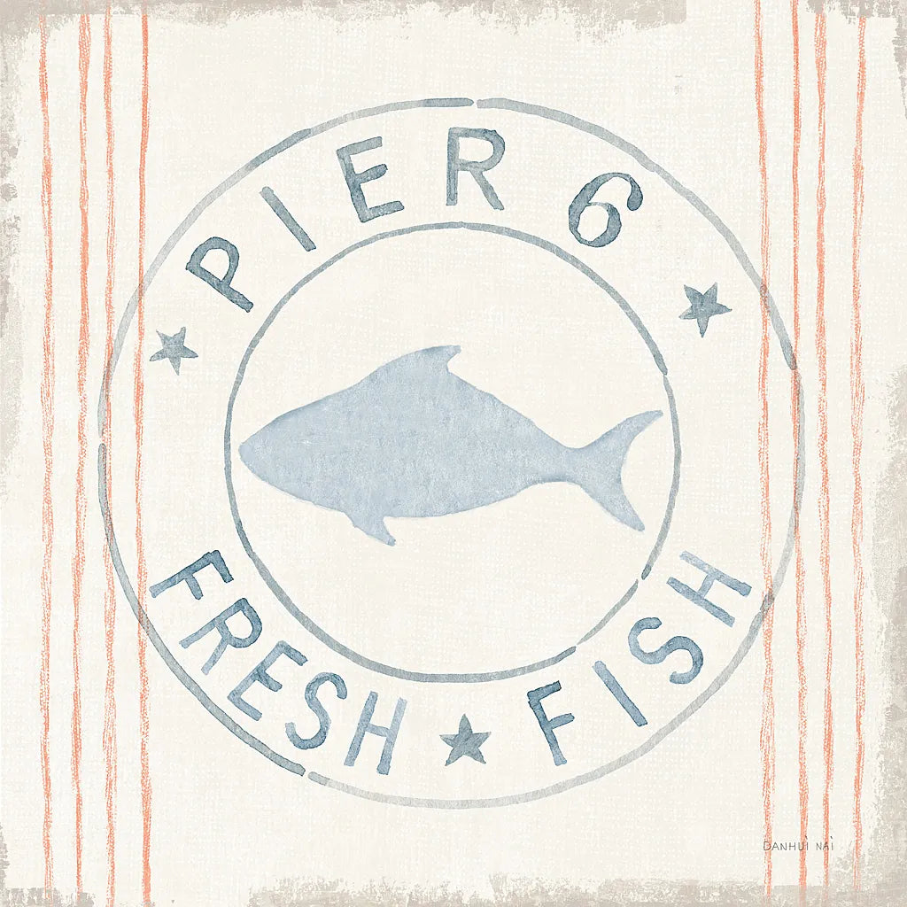 Floursack Nautical VIII Fish by Danhui Nai. SKU 55267a. Archival Giclee Fine art print for wall decor.