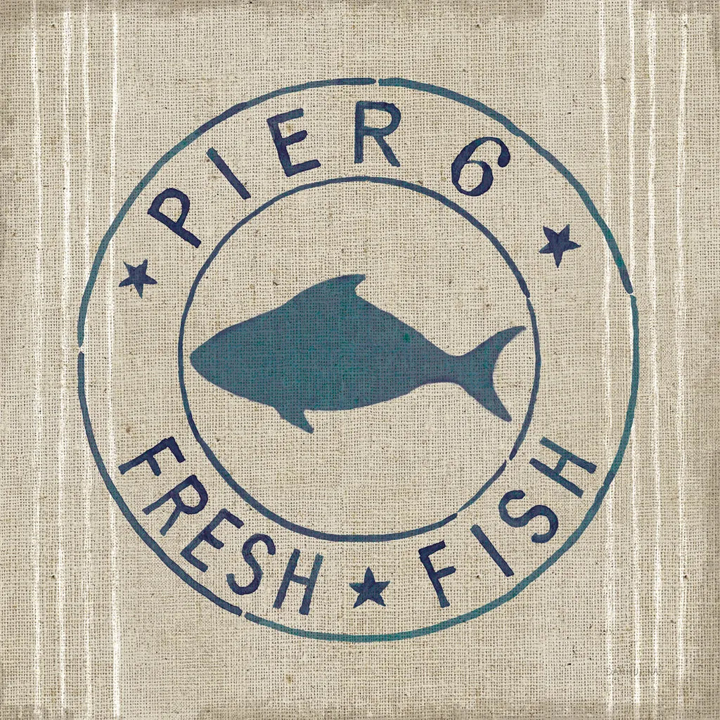 Floursack Nautical VIII Fish Burlap by Danhui Nai. SKU 61127a. Archival Giclee Fine art print for wall decor.