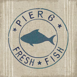 Floursack Nautical VIII Fish Burlap by Danhui Nai. SKU 61127a. Archival Giclee Fine art print for wall decor.