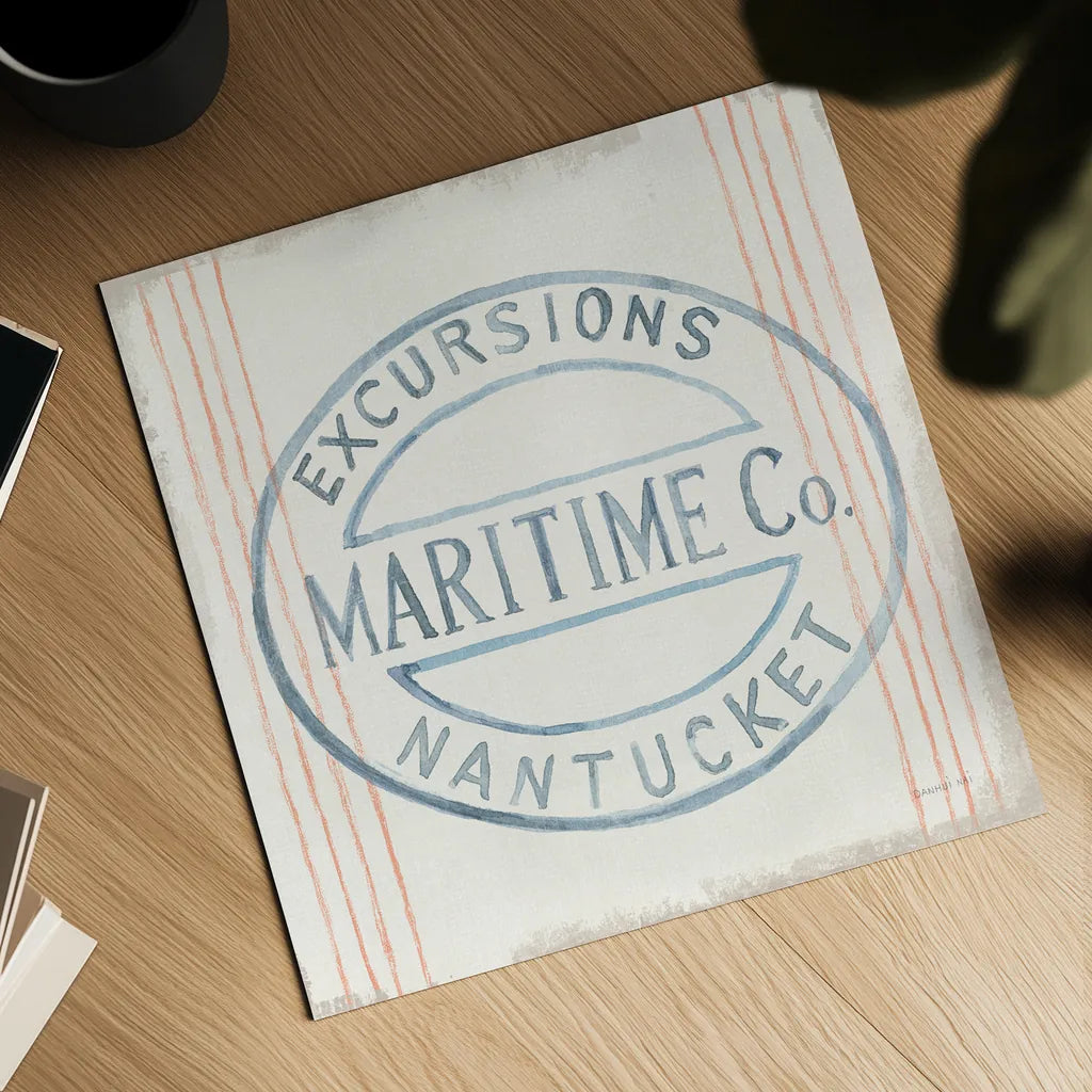 Floursack Nautical X by Danhui Nai. Shown as a detailed flat fine art print, highlighting archival giclee quality. Available as an archival giclee rolled canvas, fine art paper, or poster print. SKU 50947a.