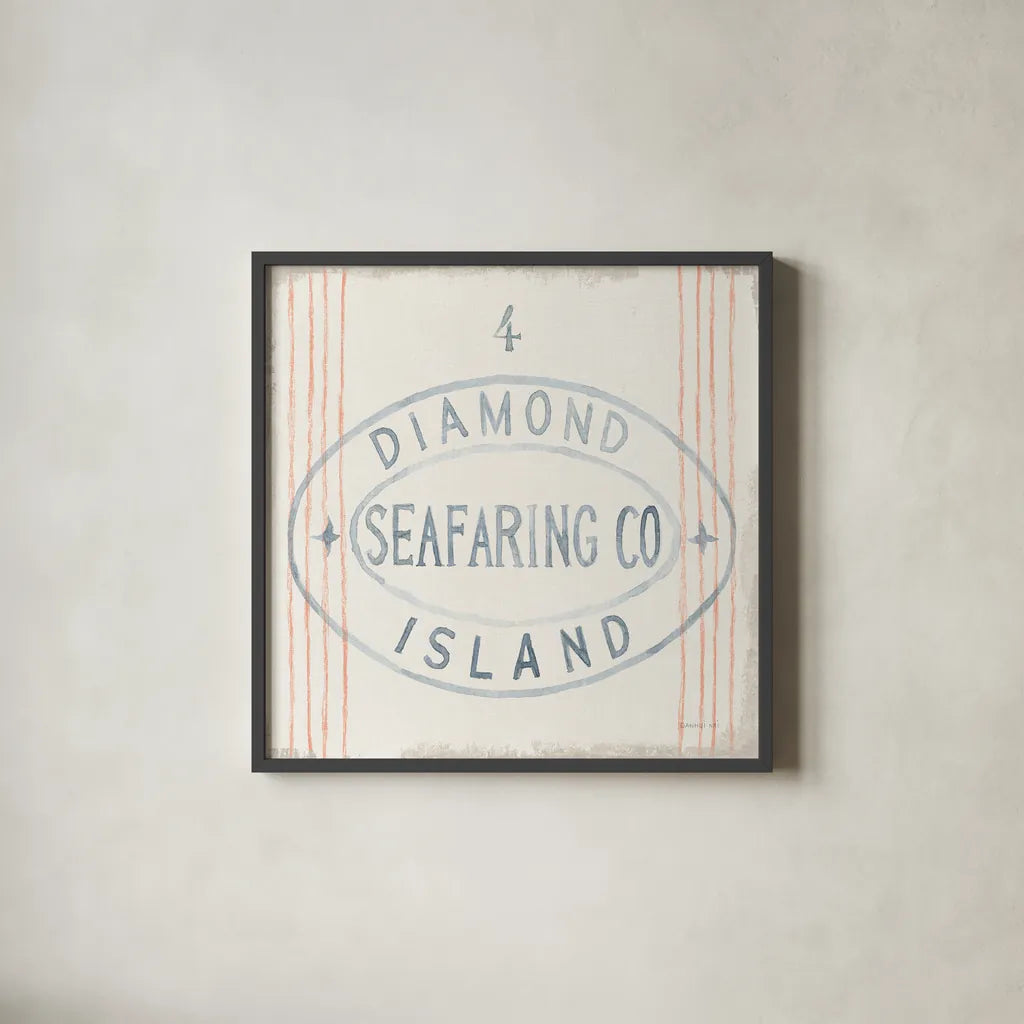 Floursack Nautical XI by Danhui Nai. Shown in a sleek black glass frame for a contemporary gallery look. Available as an archival giclee rolled canvas, fine art paper, or poster print. SKU 50948a.