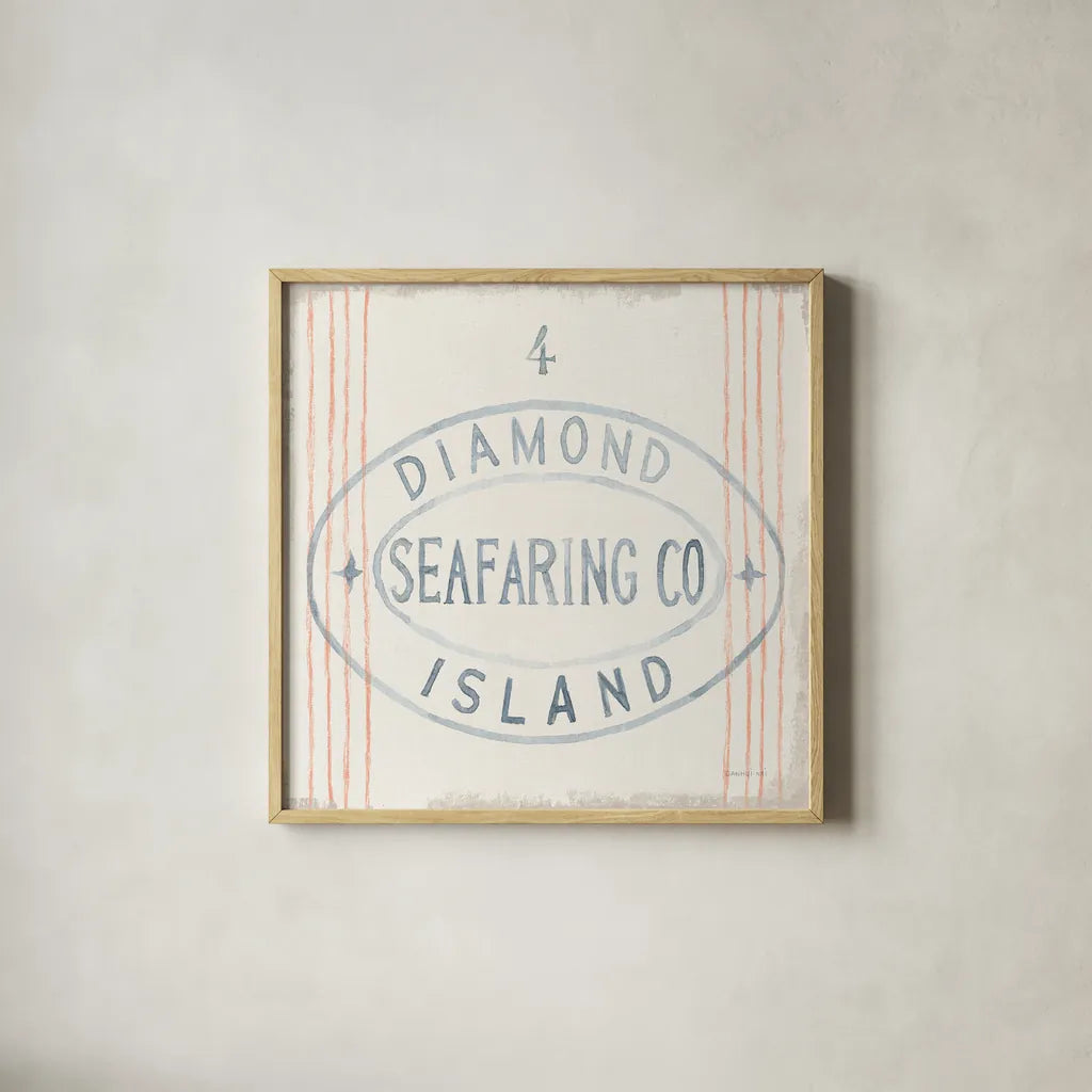 Floursack Nautical XI by Danhui Nai. Shown in a natural wood glass frame for a timeless modern aesthetic. Available as an archival giclee rolled canvas, fine art paper, or poster print. SKU 50948a.